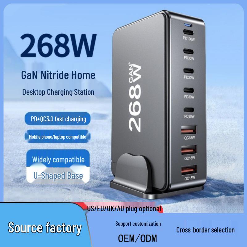 

GaN Desktop Charger: 100W Multi-Port USB-C PD Fast Charger for Phones & Laptops UK Plug