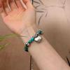 S925 Sterling Silver Lotus Turquoise Yuanbao Lock Bracelet - Niche Design, Versatile, Retro High-End Feel for Women