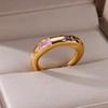 Zircon Square Finger Rings for Women Gold Irregular Stainless Steel Ring Engaement Wedding Aesthetic Jewelry Gift