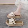 Thick-soled slippers women's summer outer wear with skirts 2025 new soft-bottomed beach pearls heightened one-word cool slippers