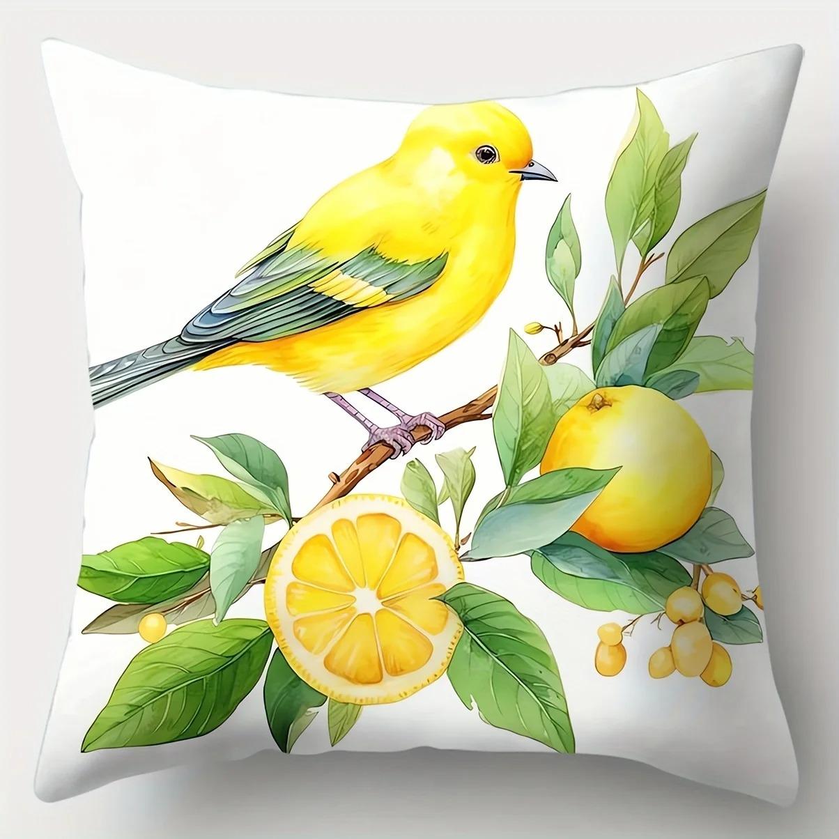 

Домашний Декор Подушки с Цветными Птицами и Цветочным Узором Наволочка с Узором Подходит для Дивана Спальни Автомобиля Наволочка 16x16Inch