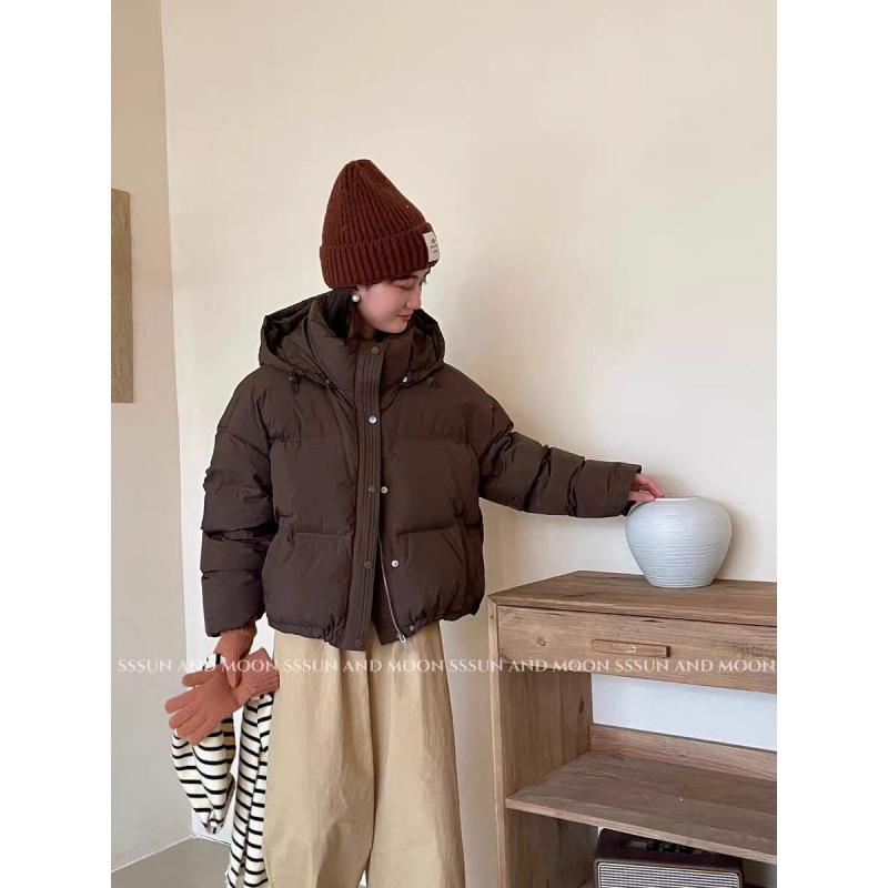 New Down Cotton Clothes Women's Short Removable Hat Loose Hooded Small Bread Clothes Winter