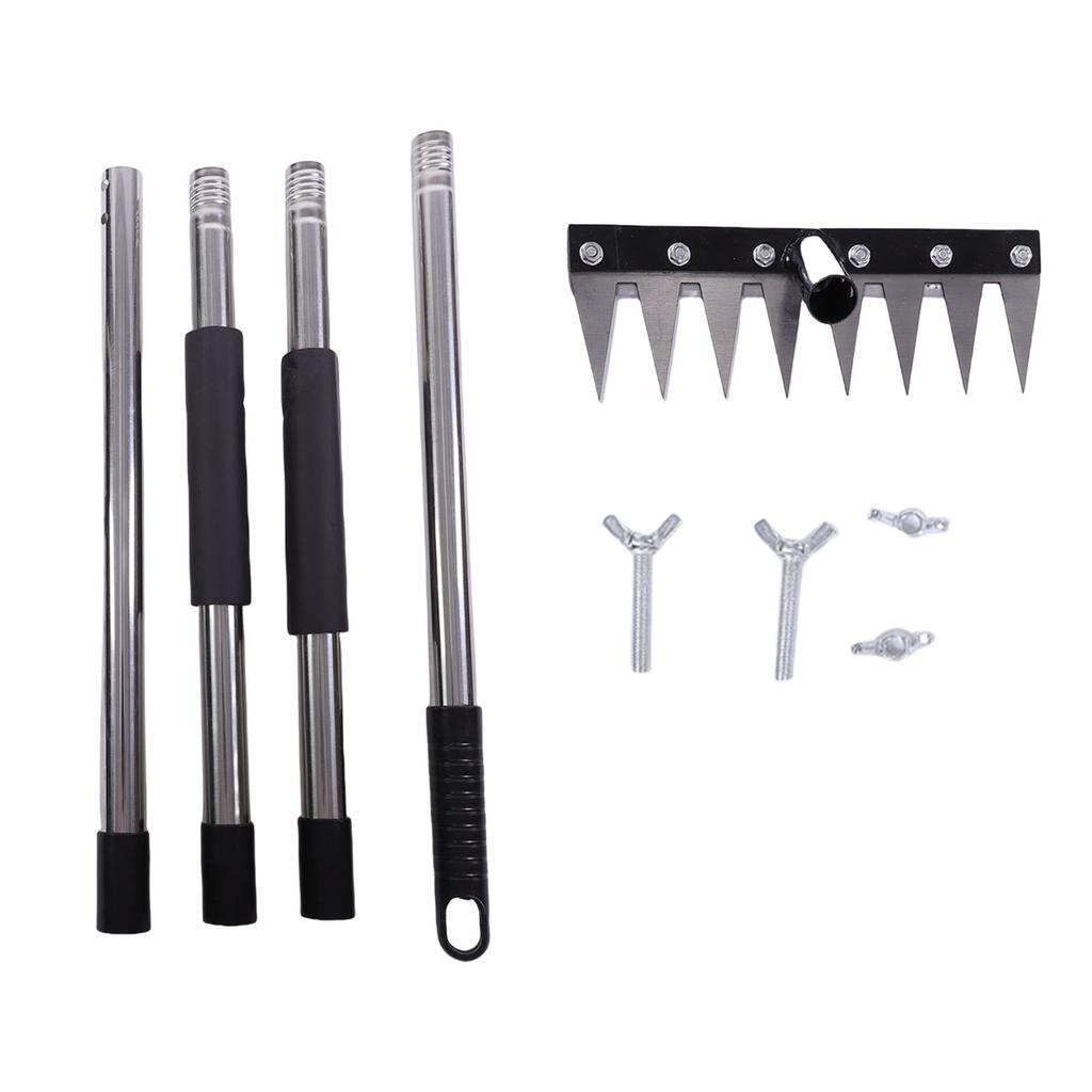 Heavy Duty Iron Weeding Rake with Long Handle Garden Weed Rake Tool for Removing Weeds Loosening Soil Cleaning Flower