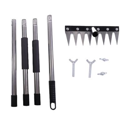 Heavy Duty Iron Weeding Rake with Long Handle Garden Weed Rake Tool for Removing Weeds Loosening Soil Cleaning Flower