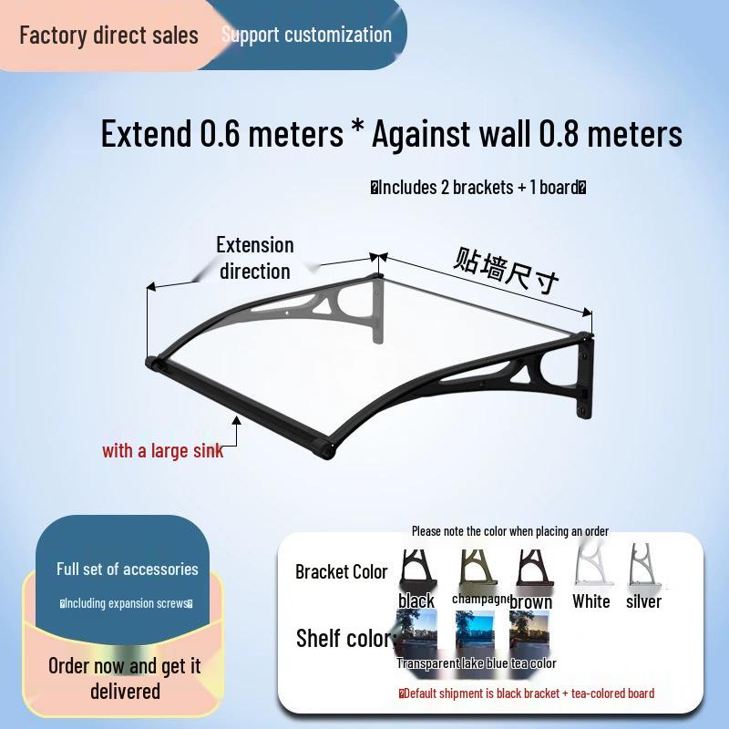 Aluminum Alloy Outdoor Sunshade & Rain Shield for Balcony Windows