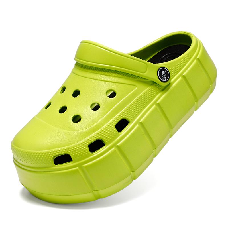 Womens Sandals Hole Shoes Chunky Slippers Summer Beach Shoes Outdoor Green Platform Sandals