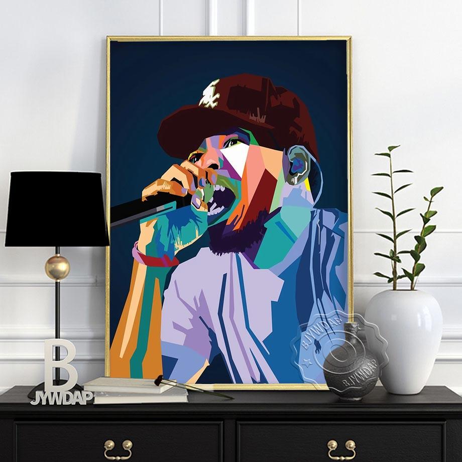Poster e Stampe di Star della Musica Rap Astratta Moderna Hiphop Rapper Arte da Parete Quadri da Parete Pittura su Tela per Decorazione Domestica Senza Cornice