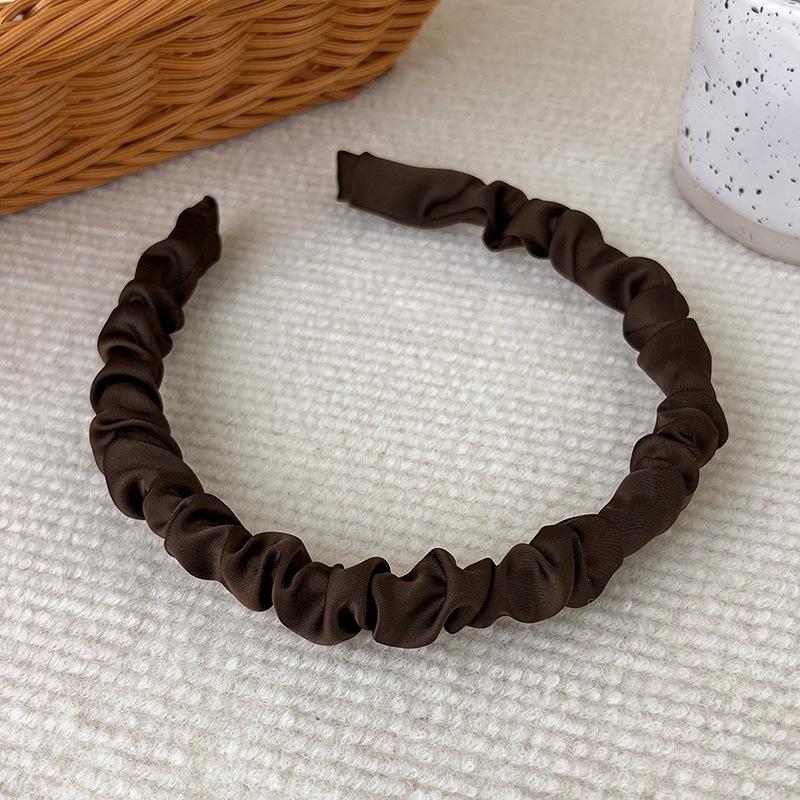 New Solid Silky Satin Pleats Headbands for Woman Girls Elegant Hair Hoop Wash Face Hair Band Fashion Hair Accessories