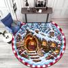 Cute Christmas Day Gift Bell Santa Claus Snowman Christmas Tree round rug Home Soft Decorative Anti slip Chair Mat Carpet Outdoor Floor Mat Carpet 95