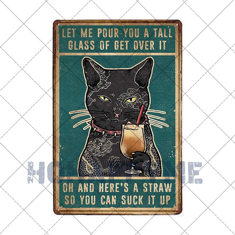 Lustiges Katzen-Vintage-Metallschild, Teller, Dekoration, Hausmalerei, Wohnzimmer, Tierhandlung, Poster, Wand, Retro-Dekor, Kunstplakate, 20 × 30 cm