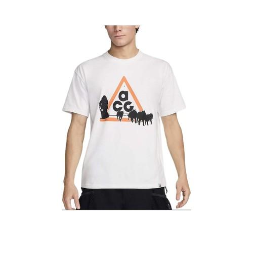 Nike Crew Neck Printed Drop Shoulder Short Sleeve T-Shirt for Men in White M белый