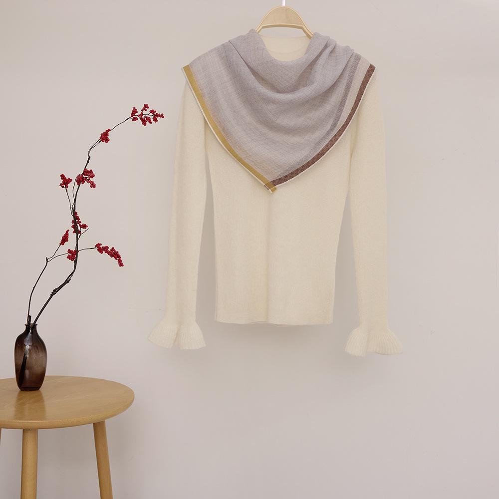 Women's Water-Soluble Cashmere Plaid Shawl: Sun-Blocking Summer Square Scarf & Air-Conditioned Room Wrap