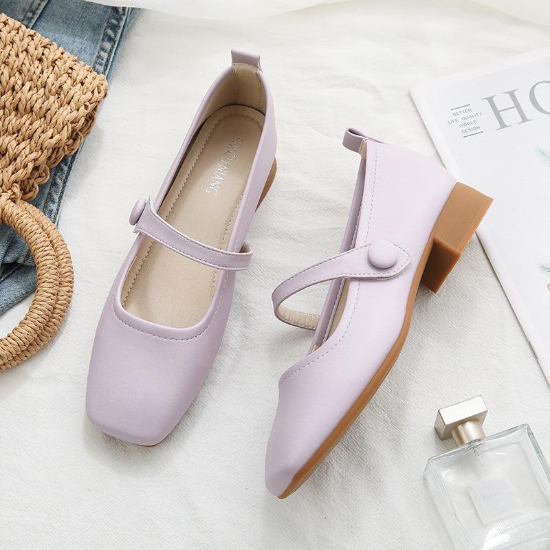 367-1 Versatile square head French single shoes 2025 autumn new super soft-soled women's shoes flat Mary Jane shoes