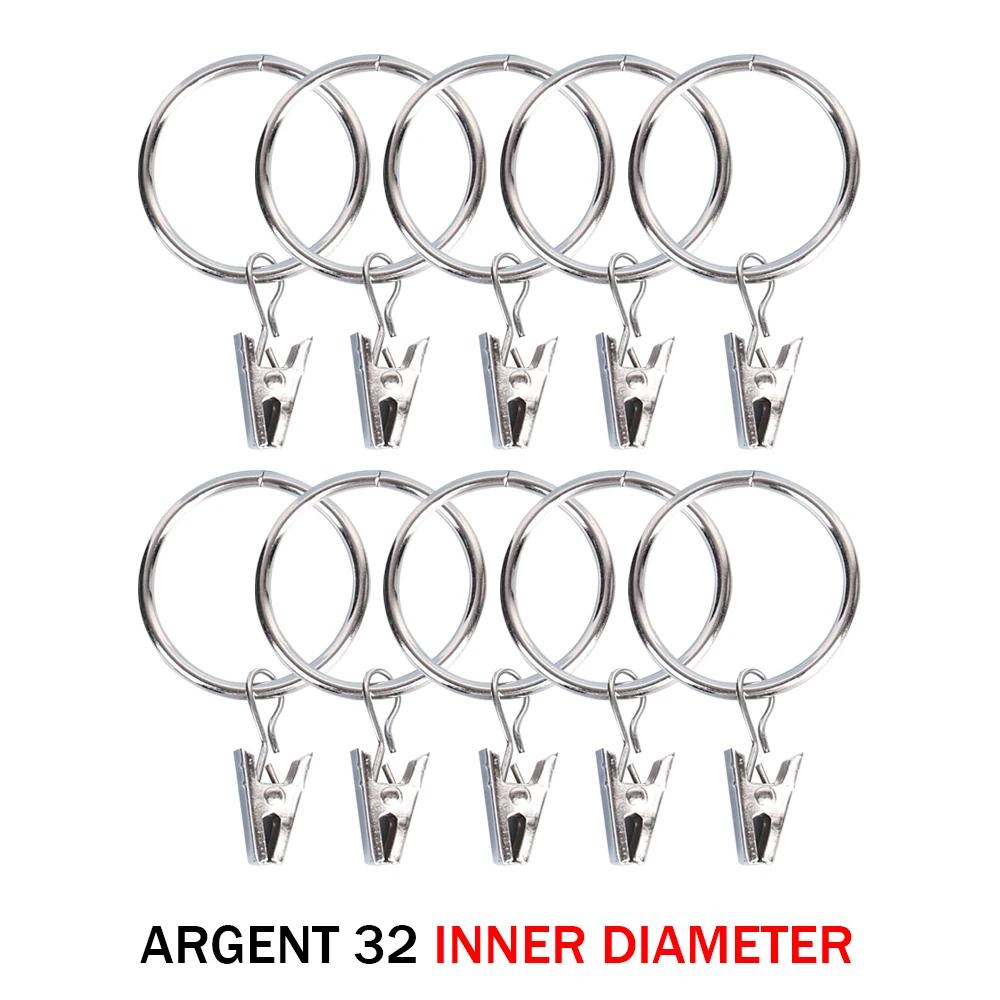Metal Curtain Rod Clip with Rings Hooks Retro Drapes Tie Buckles Home Bedroom Bathroom Decorative Hanger Shower Curtain Clips