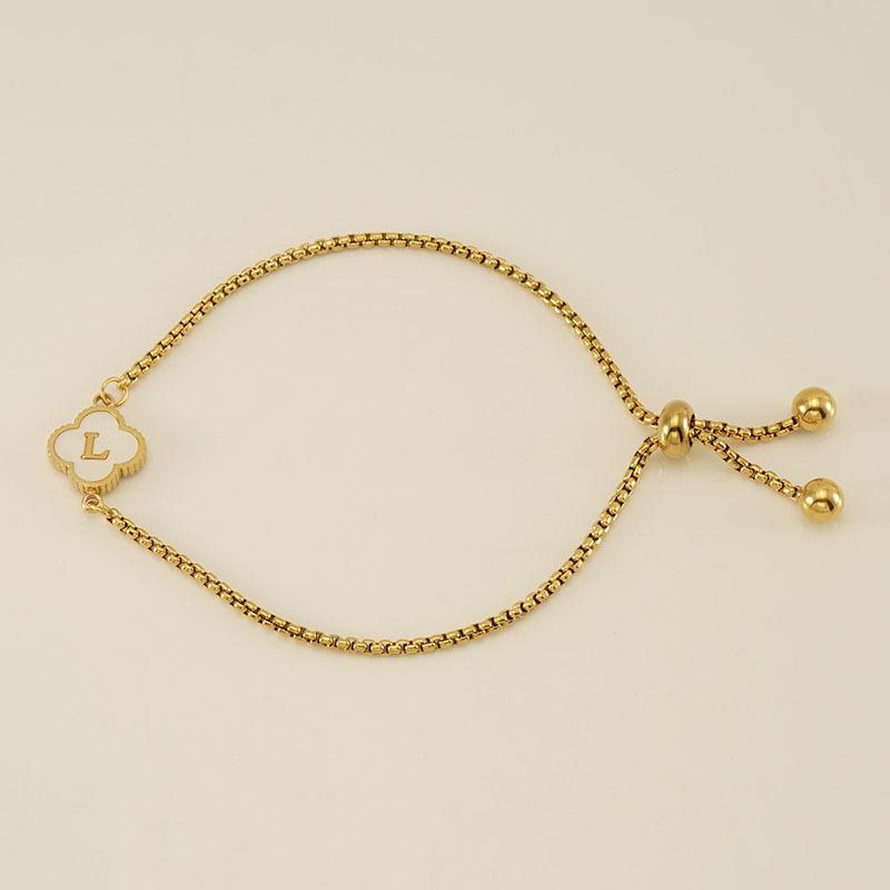 Stainless Steel Shell Clover Letter Bracelet Unique Design Fashionable Wrist Jewelry for Women