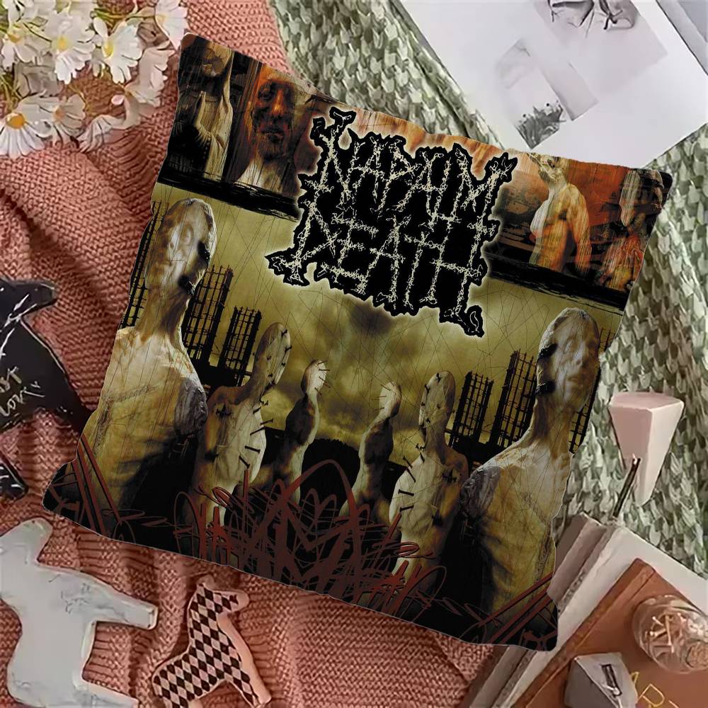 Heavy Rock Band-Napalms-Deaths Pillow Covers Cartoon Sofa Decorative Home Double-sided Printing Short Plush Cute Cushion Cover