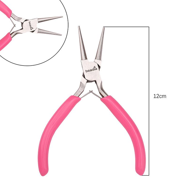 "Handmade Pink Needle-Nose Pliers: Multi-Function Jewelry Tool for Beading and Winding"