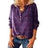 New Fashion Women Plus Size Casual Loose V Neck Long Sleeved Spring Autumn Printing Hedging Button Top Blouse