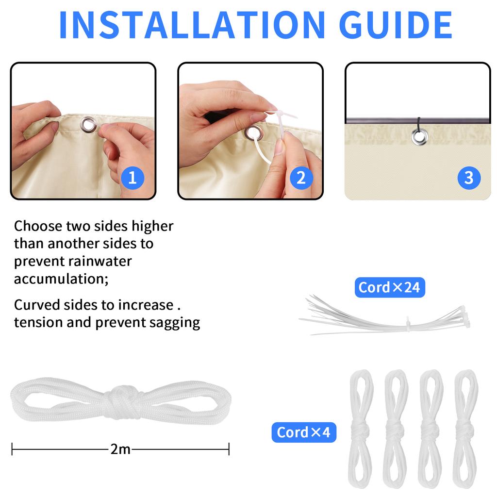 Sun Shade Cloth with Grommets Rectangle Shade Sail Canopy Pergola Cover with Straight Edge UV Block Fabric for Backyard Deck Out