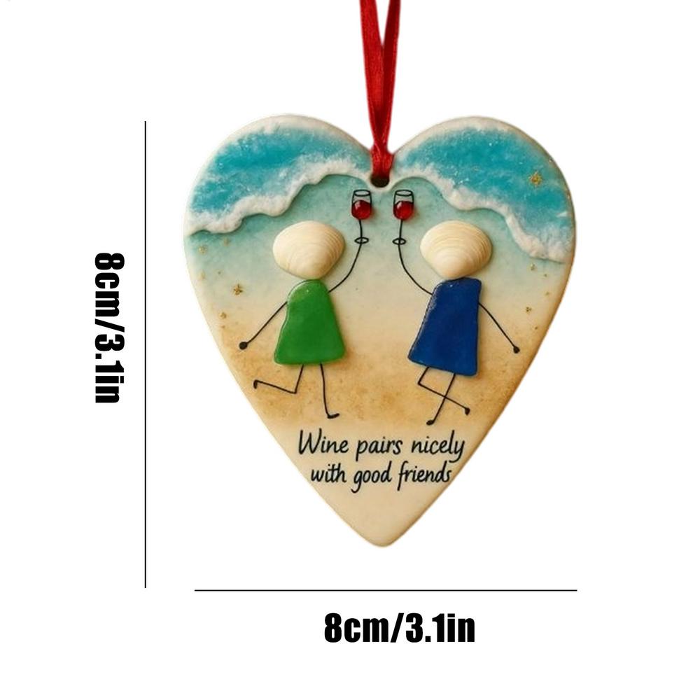 

Friendship Ornaments For Women 2D Acrylic Heart Decor Keepsake Friend Keepsake Pendant For Women Winter Home Colleague Holiday синій