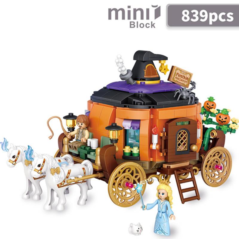 

НОВЫЙ Дорожный Тыквенный Карт Хэллоуин Дом Магазин Вид Улицы Магазин Дом Набор Строительных Блоков Девочки Кирпичики Модель Детская Игрушка Дети