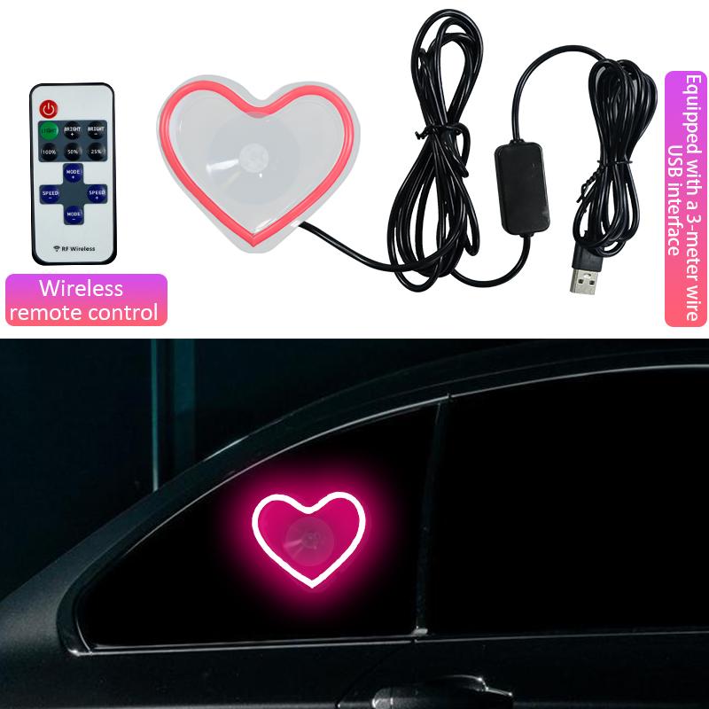 Car LED window lights interior decoration lights glowing heart atmosphere lights USB wiring car modification neon Car Decoration