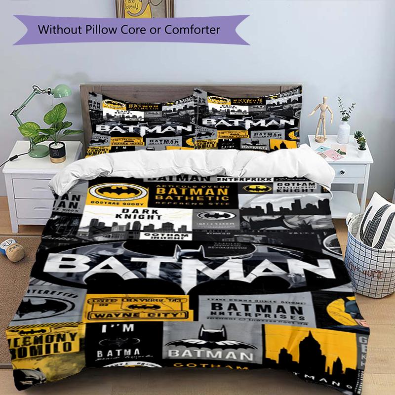 3pcs Duvet Cover Set (1*Duvet Cover + 2*Pillowcase, Without Core),Superheroes Print Bedding Set, Bedroom Decor, All‑Season, Birthday Gift