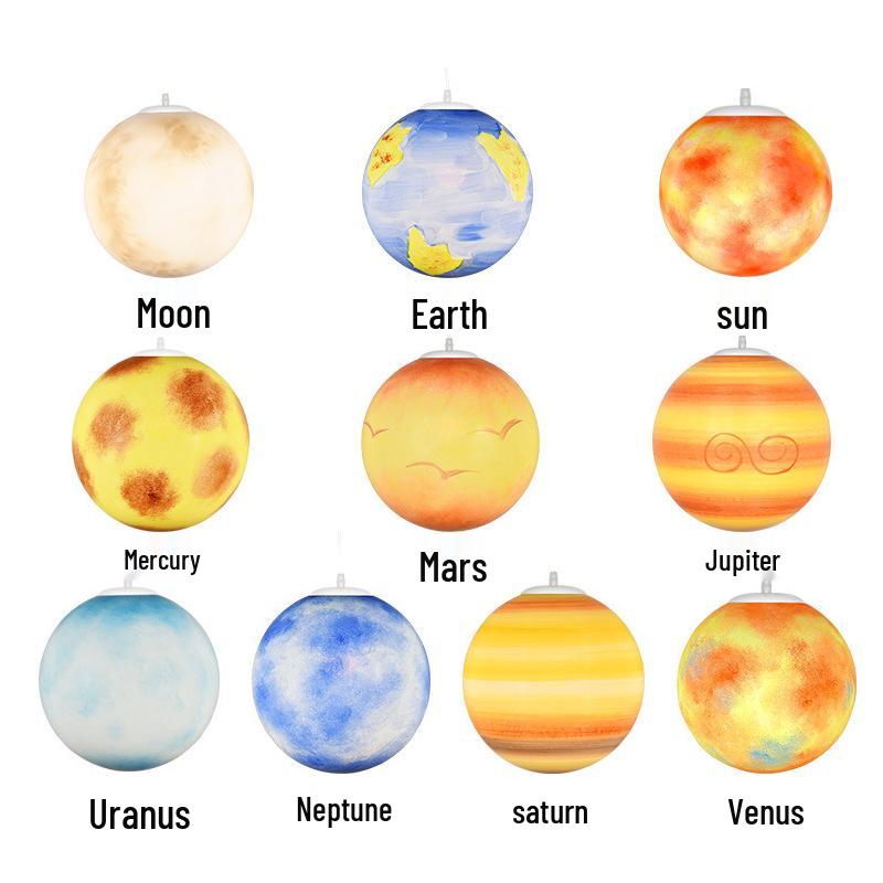 

Planets Pendant Light: Luminous Moon and Eight Planets for Outdoor Lighting and Planetarium Decor 15CM Wired Ground Plug - Moon