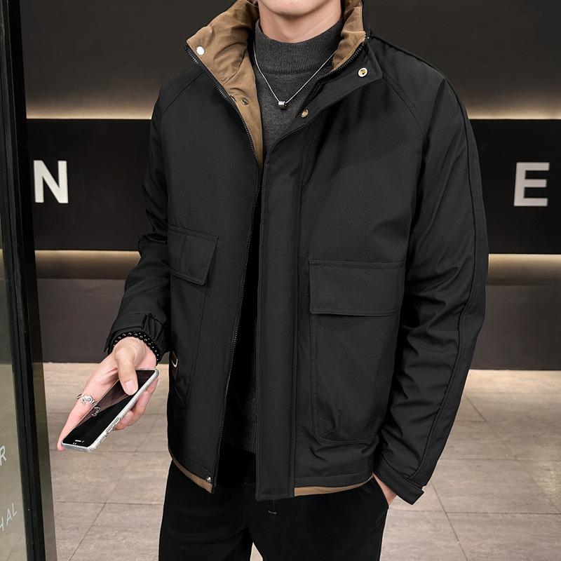 Down Jacket% White Duck Down Men's Winter New Warm Stand-up Collar Loose Men's Cold-resistant Jacket