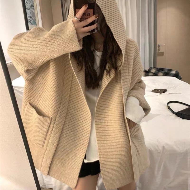 

Женский серый кардиган из мягкого трикотажа - Весна/Осень 2024 Высококачественное пальто-свитер свободного кроя XL (For 130-140 lbs)