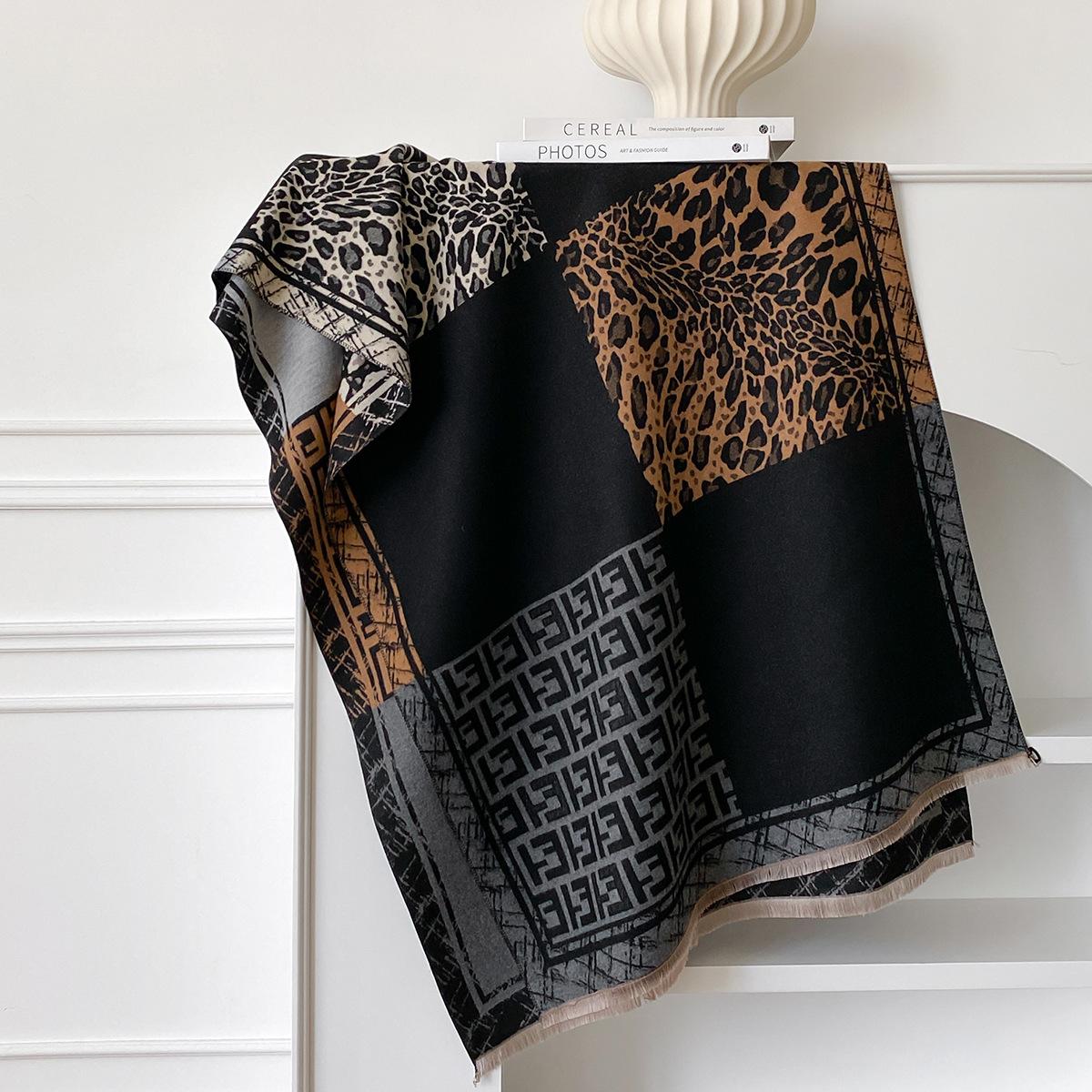 

Женский шарф с буквой ET, бахромой, мягкий, теплый, как одеяло-шаль, имитация кашемира, модный, мягкий, легкий и удобный 185*65cm чёрный