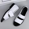 Men's Black Leather Breathable Outdoor Driving Sandals