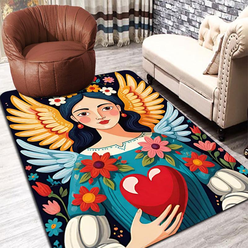 Cozy Floral Girl Heart Rug Floor Mat for Living Room or Bedroom Soft and Comfortable Carpet a Gift for Birthday and Holiday.ZFF0913368