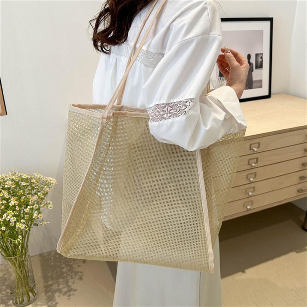 Large Capacity Handbags for Women Mesh Shoulder Bag Sand Toy Bag Seasides Bag Handmade Beach Bag Vacation Bag