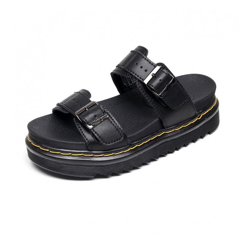 

Martin Roman sandals buckle leather one-word heightening fish mouth open-toed summer 35 чёрный