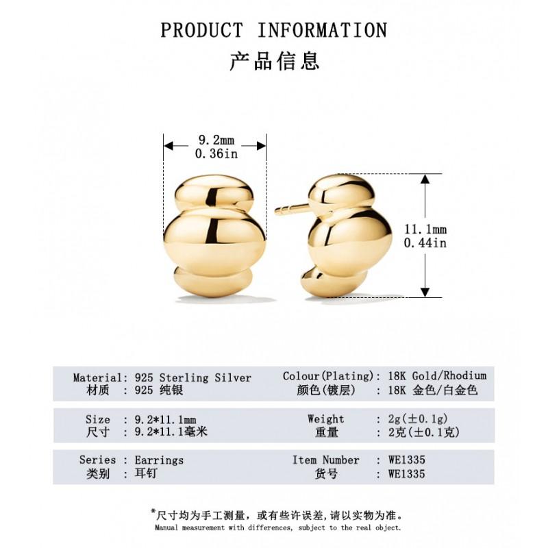 Geometric Horn-Shaped Stud Earrings Women Sterling With 18K Gold Plating Modern Minimalist Fashion Jewelry