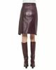 Burgundy Stylish Women's Genuine Lambskin Pure Leather Above Knee Skirt Skirt Handmade