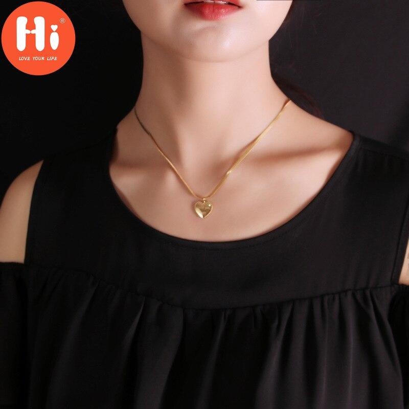 Hallo Edelstahl-Halskette, Titanstahl, goldfarben, Hochzeit, Herz-Anhänger für Damen