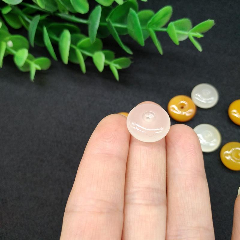 Golden Silk Jade Ping An Kou Bead Pendant - 16mm Round Abacus DIY Accessory