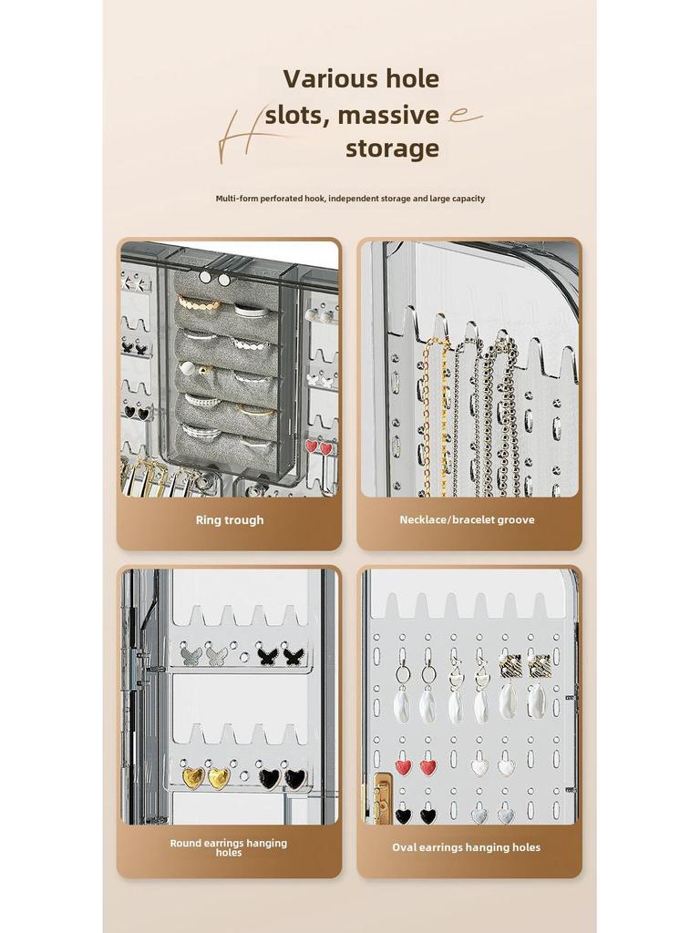 Duża, montowana na ścianie skrzynka do przechowywania biżuterii: Wielofunkcyjny stojak na kolczyki, naszyjniki, wysokiej jakości i wykwintny design