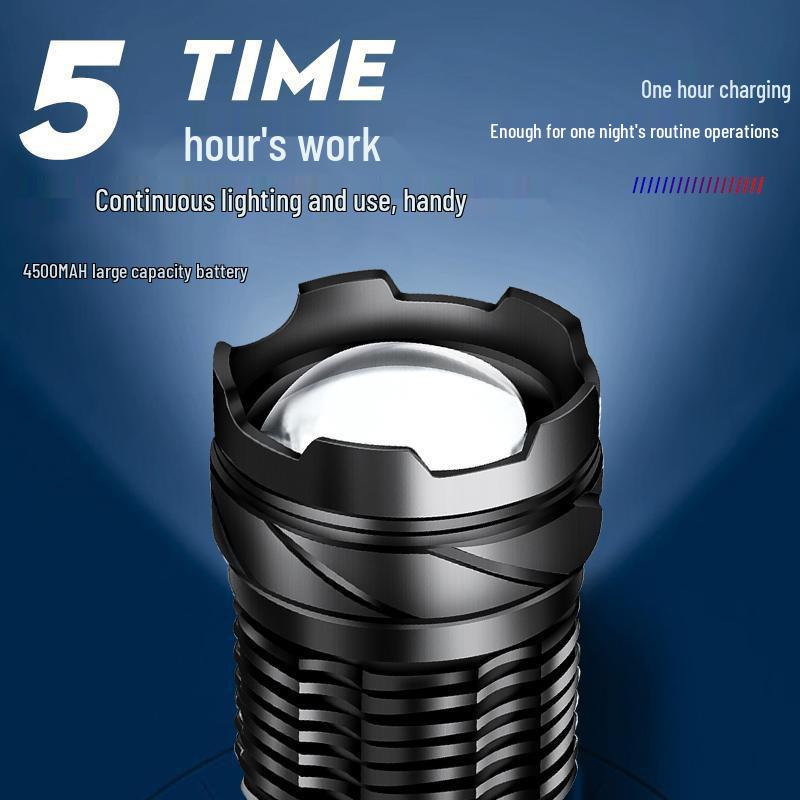 USB Rechargeable Multi-Functional White Laser Flashlight with Side Red and Blue Warning Lights