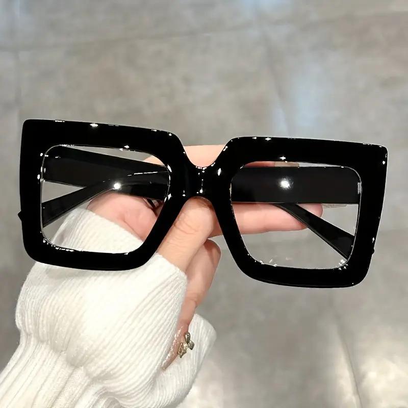 Large Square Frame Clear Lens Glasses Color Block Fashion Decorative Glasses Computer Spectacles For Women Men