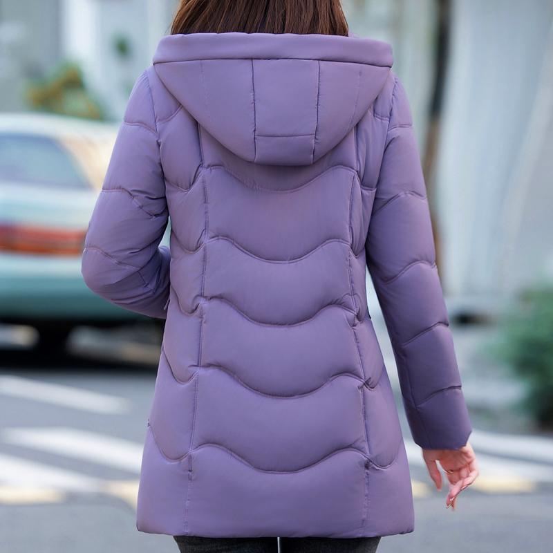 Módní zimní bundy dámské parky s kapucí volné silné teplé dámské dlouhé kabáty