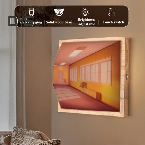 Naked Eye 3D Vision Night Light LED Illusion Atmosphere Light Classic Art Work Design Wall-Mounted Lamp for Bedroom Living Room