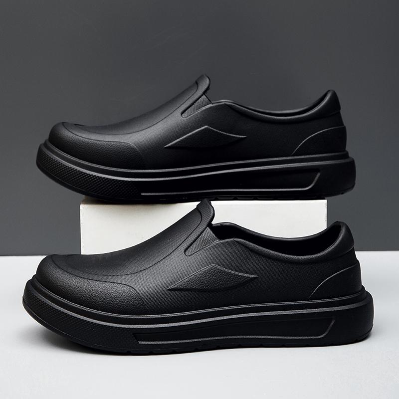 

Большие размеры Мужская рабочая обувь для поваров Водонепроницаемые маслостойкие кухонные рабочие ботинки для поваров Нескользящие резиновые сапоги для мужчин для отелей и ресторанов Защитная обувь 46 чёрный