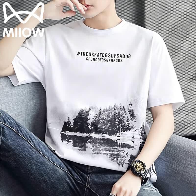 MiiOW Men s Casual Lightweight Short-Sleeve Crew Neck T-Shirt 4XL