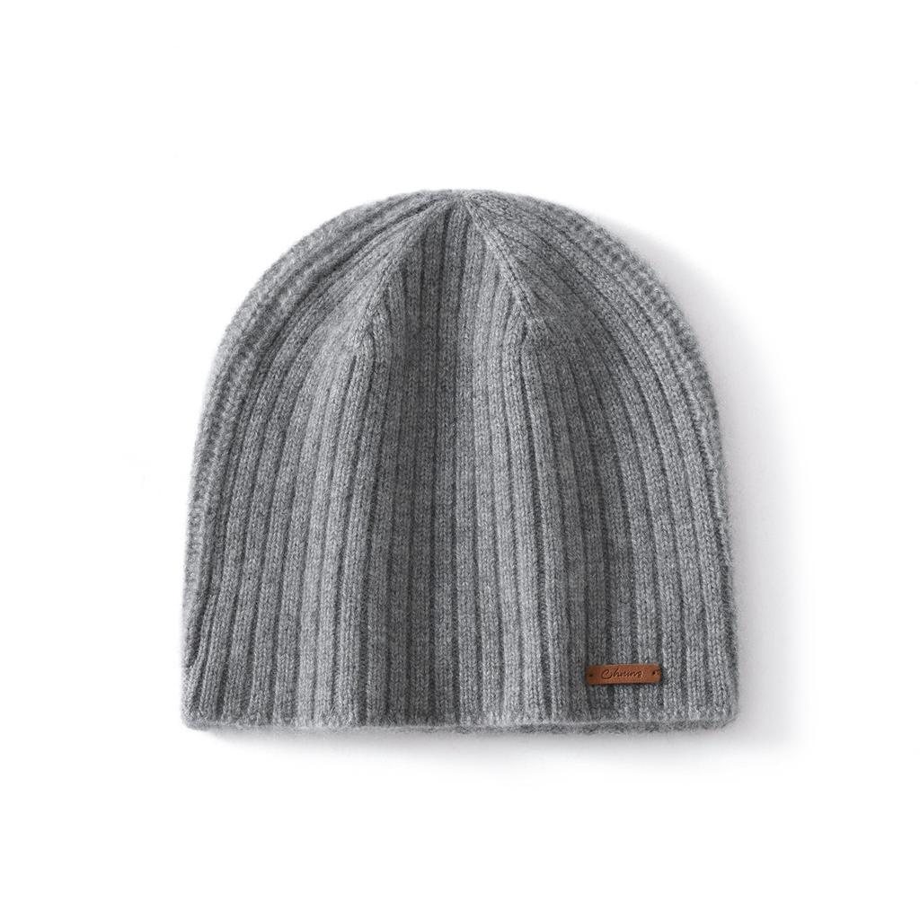 Pure Cashmere Knitted Hat Women's Autumn and Winter Lazy Wind Shows a Small Face, Warm Ear Protection Knitted Hat Loose Cover
