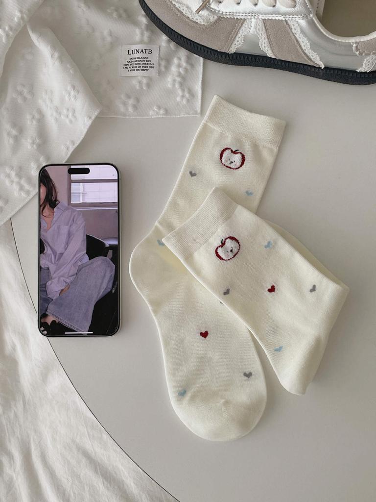 Socks Medium Tube Socks Trendy Cute Versatile Cartoon Puppy Pure Cotton Stockings