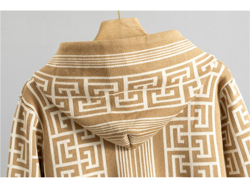 European Style Women's Spring Knitted Set: Hooded Sweater & Slimming Wide-Leg Pants