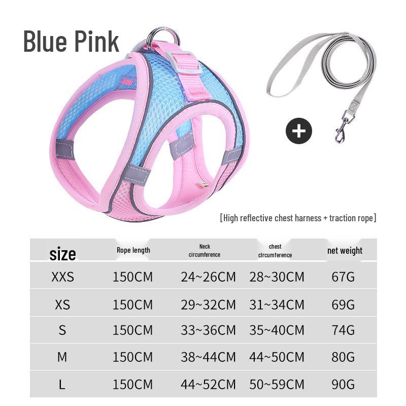 Reflective Breathable Anti-Escape Cat Harness & Leash Set for Small Pets